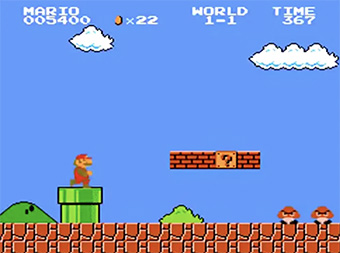 Screenshot from Nintendo 1985 classic video game Super Mario Bros