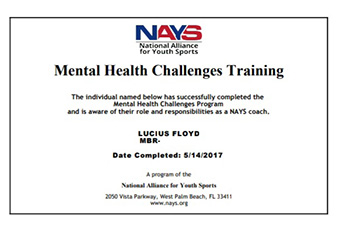 Director Lucius Floyd certified in mental health training