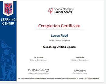 Director Lucius Floyd certified in unified sports training